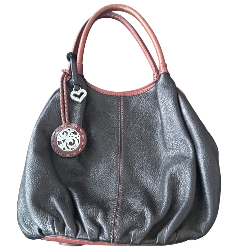 Brighton Tatum London groove Black Pebbled Slouchy Leather HOBO Shoulder Bag EUC - Picture 13 of 14